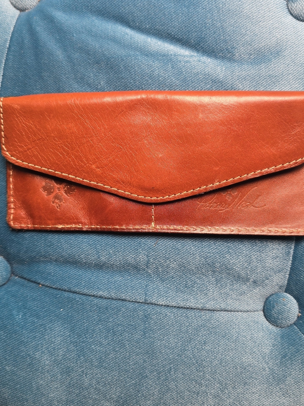 Patricia Nash Vintage Brown Leather Envelope Clutch